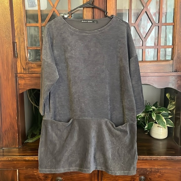 Gudrun Sjödén Corduroy Tunic Dress Pockets Casual Comfy Gray Size‎ S - Picture 1 of 5